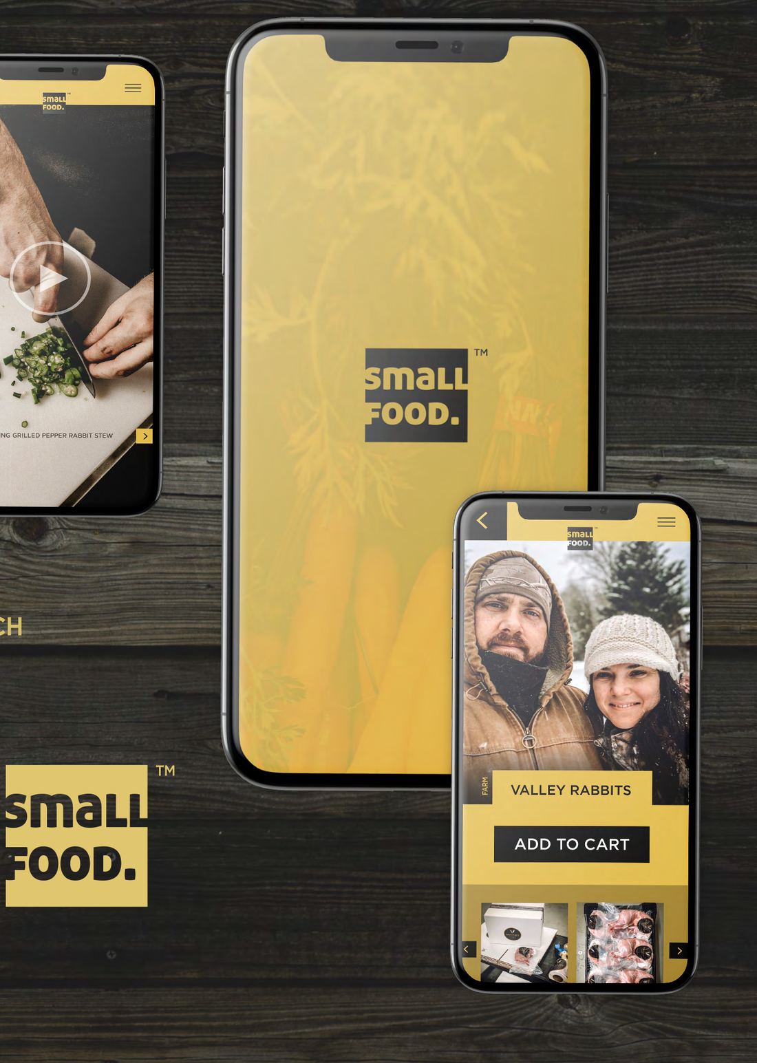 Small Food Co. app on phones
